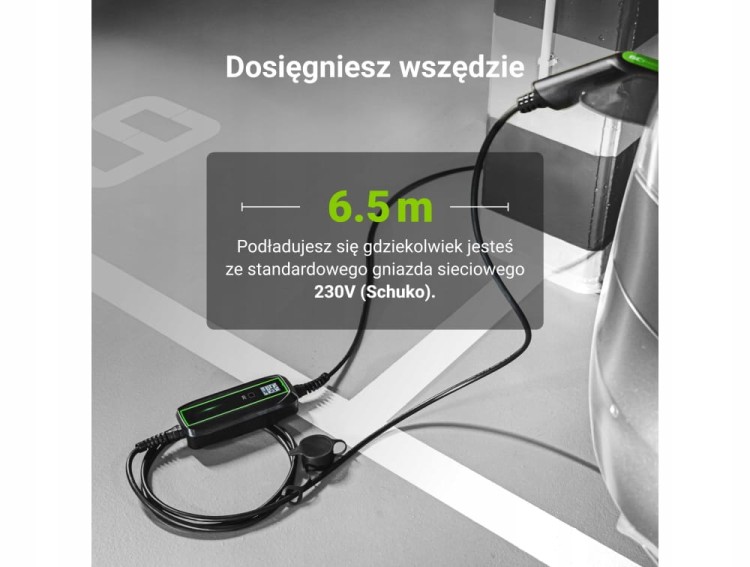 Green Cell EV16 Ładowarka mobilna 3.6kW 6.5 metra schuko do hybryd i EV