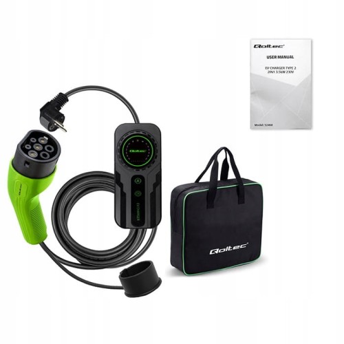 Ładowarka EV Qoltec mobilna 3.7kW + Schuko + torba + regulacja / kabel 5m