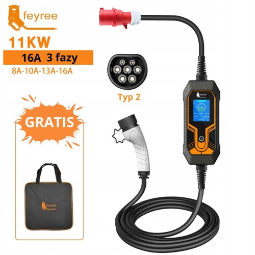 Ładowarka EV Feyree mobilna 11kW / kabel 5M / Plug&Play / +Torba / 8-16A