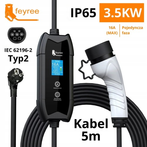 Ładowarka EV Feyree mobilna 3,5 kW / kabel 5M / Plug&Play / +Torba / 8-16A