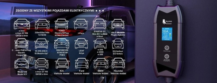Ładowarka EV Feyree mobilna 3,5 kW / kabel 5M / Plug&Play / +Torba / 8-16A