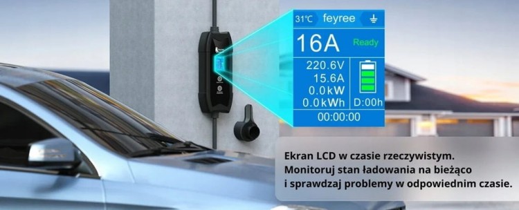 Ładowarka EV Feyree mobilna 3,5 kW / kabel 5M / Plug&Play / +Torba / 8-16A