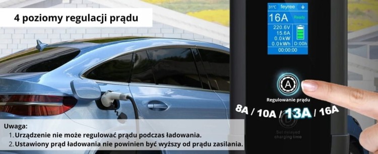 Ładowarka EV Feyree mobilna 3,5 kW / kabel 5M / Plug&Play / +Torba / 8-16A