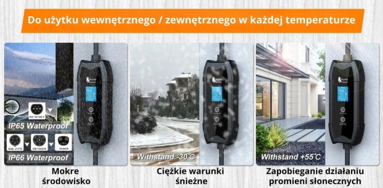 Ładowarka EV Feyree mobilna 3,5 kW / kabel 5M / Plug&Play / +Torba / 8-16A