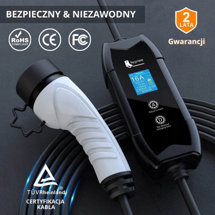 Ładowarka EV Feyree mobilna 3,5 kW / kabel 5M / Plug&Play / +Torba / 8-16A