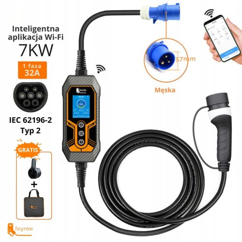 Ładowarka EV Feyree mobilna 7kW /kabel 5M/ RCD-B / Plug&Play / APP / 8-32A